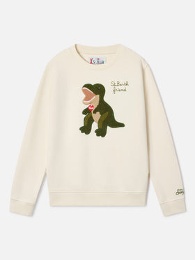 Sudadera Cream Hutton de mezcla de algodón con parche de esponja de dinosaurio | Special edition 