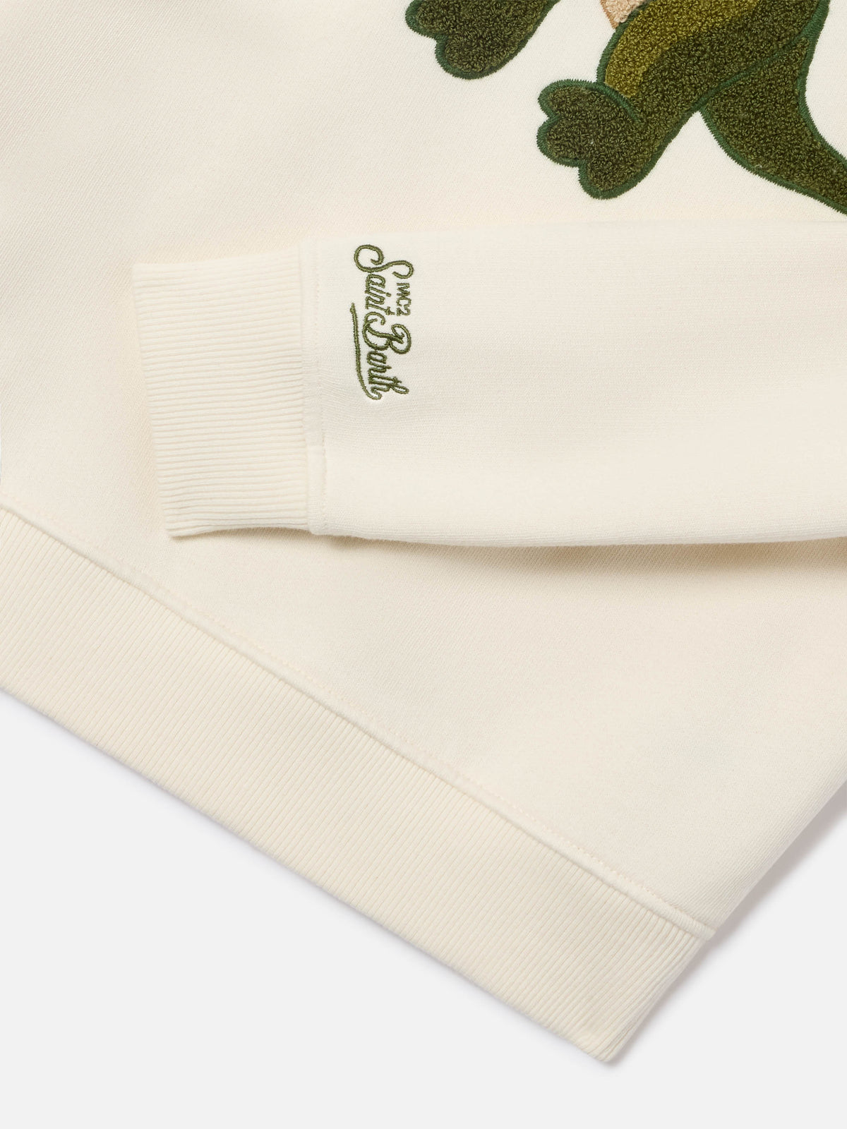 Sudadera Cream Hutton de mezcla de algodón con parche de esponja de dinosaurio | Special edition 