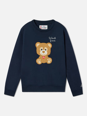 Sweat-shirt Hutton bleu marine en mélange de coton avec patch éponge ourson teddy bear | Special edition 