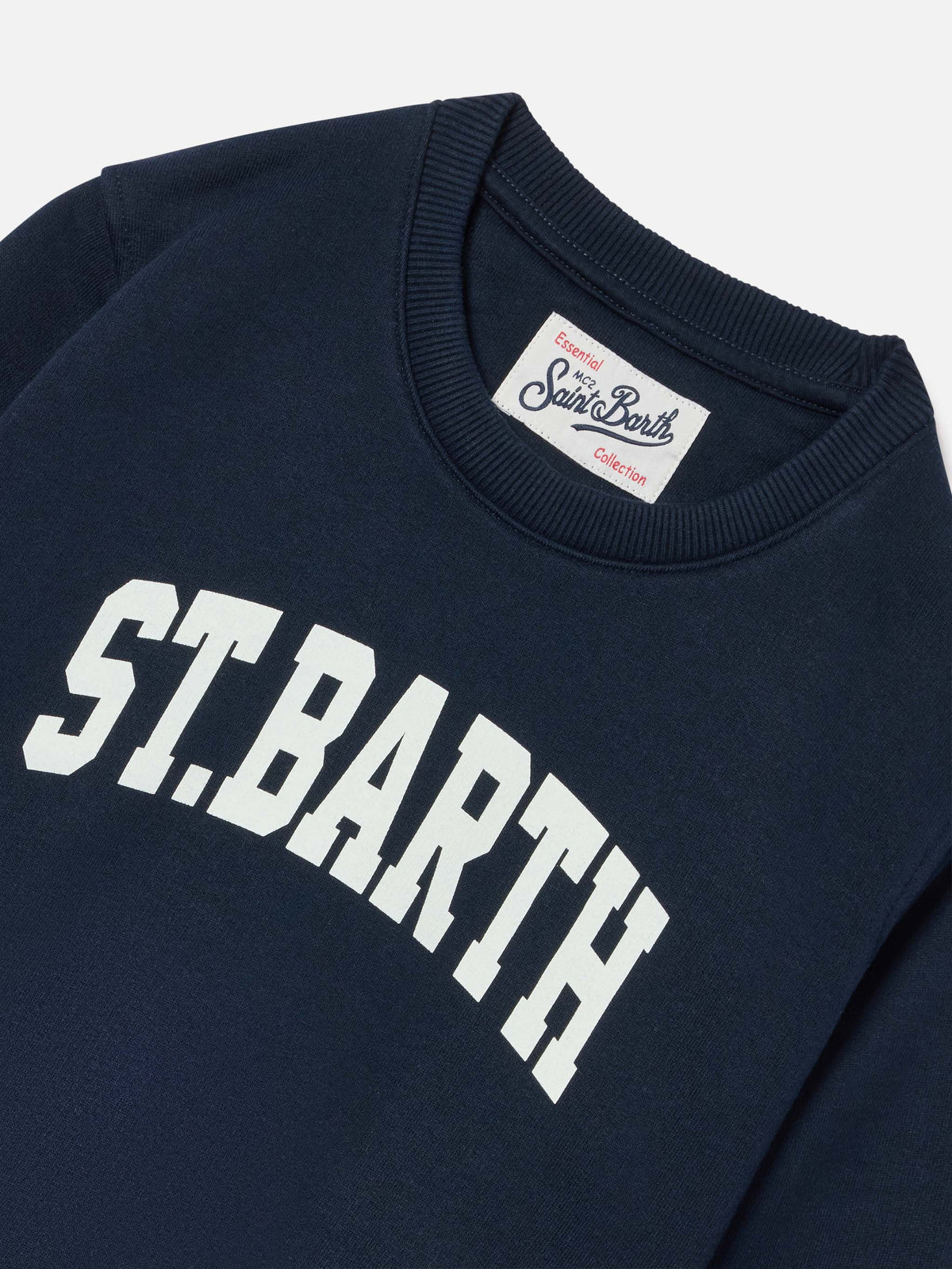 Navy blue Hutton cotton blend sweatshirt with St. Barth print