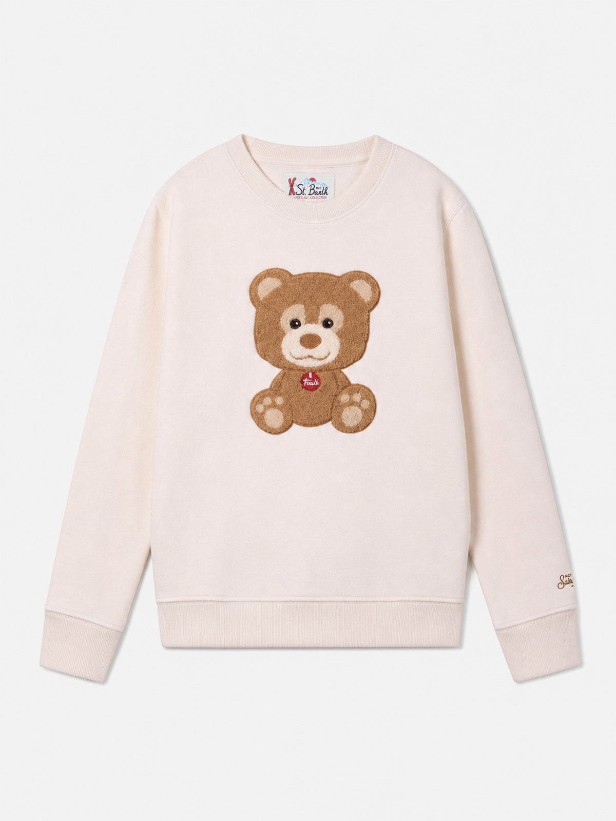 Felpa Hutton bianco panna con ricamo orso Trudi in spugna | Special Edition