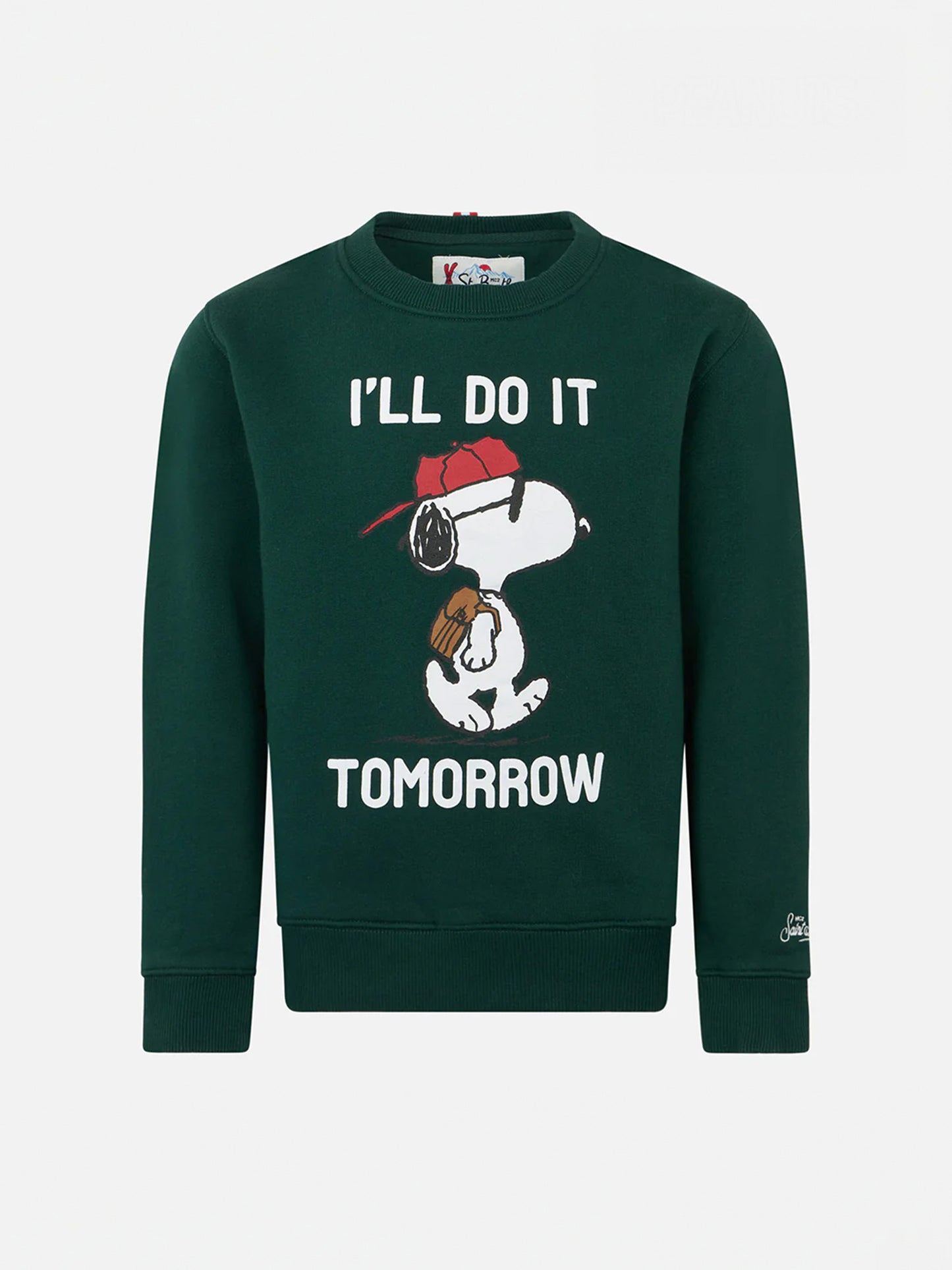 Felpa verde girocollo da bambino con stampa Snoopy | EDIZIONE SPECIALE SNOOPY PEANUTS™