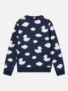 Blue Hutton sweatshirt with Coccole e nuvole embroidery | Special edition