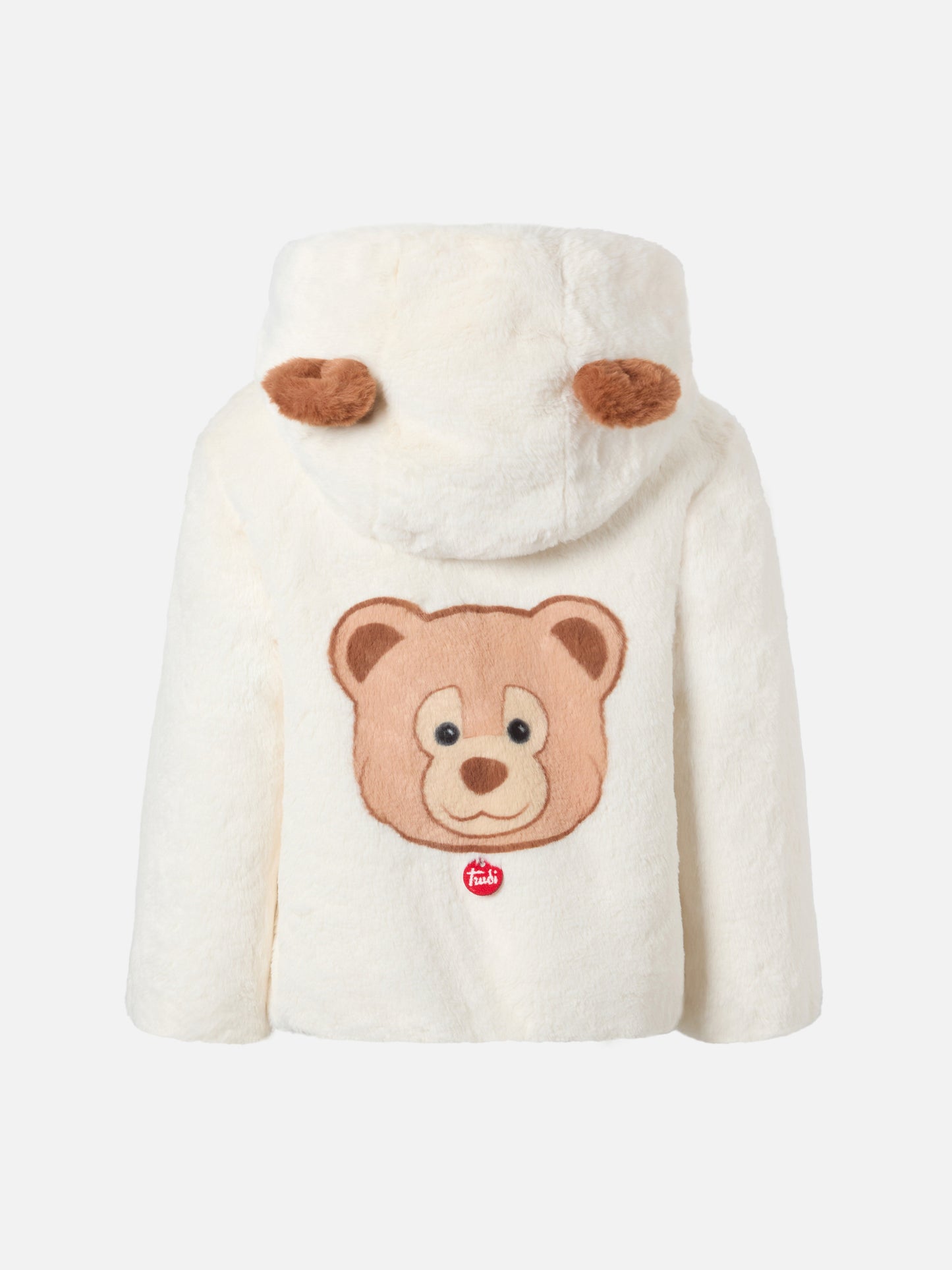 Giacca in faux fur con cappuccio con orecchie e pendaglio Trudi