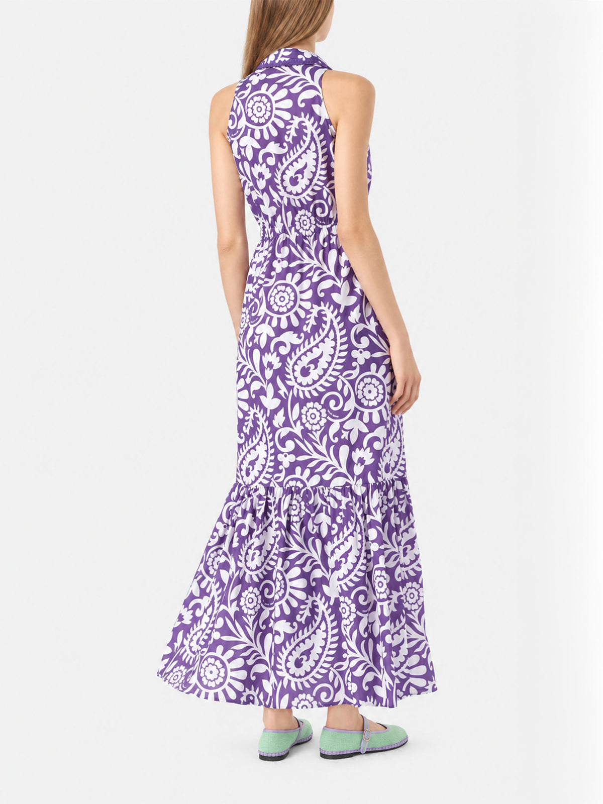 Purple Ida long dress with paisley print