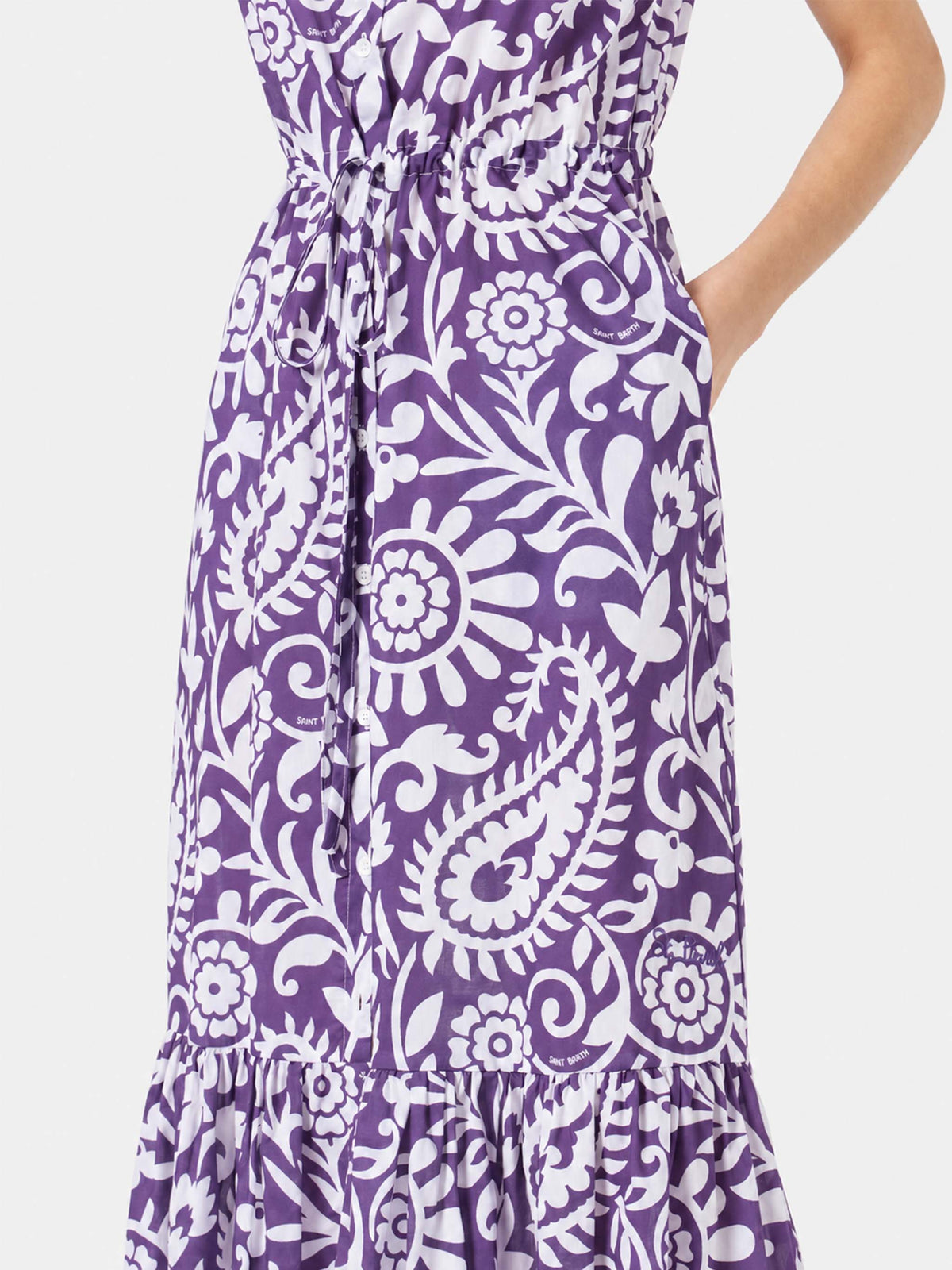 Purple Ida long dress with paisley print