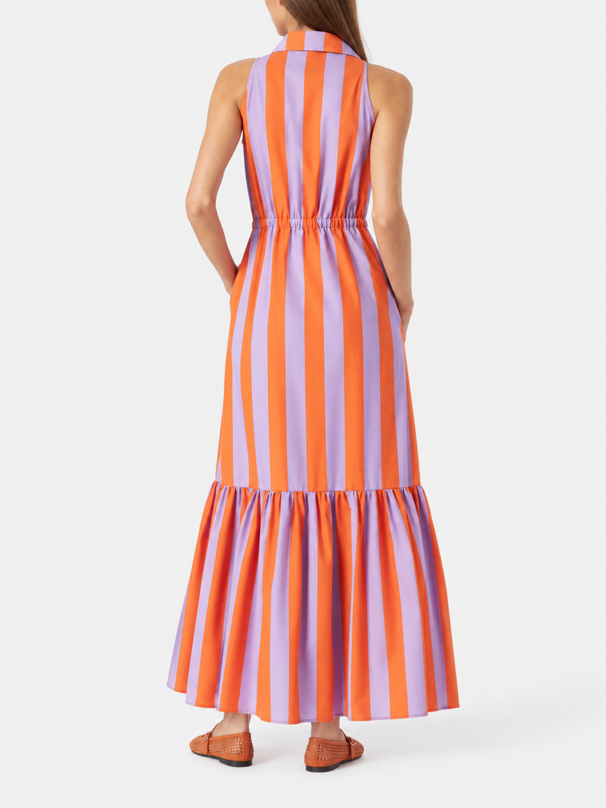 Robe longue Ida en coton à imprimé rayé 