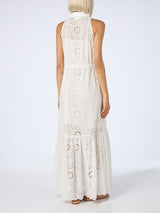 Woman white Sangallo lace halterneck dress Ida