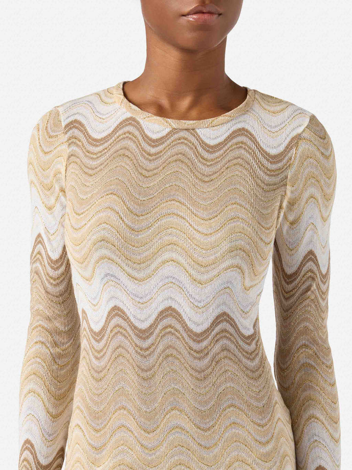 Short Imany dress in brown degradé raschel fabric