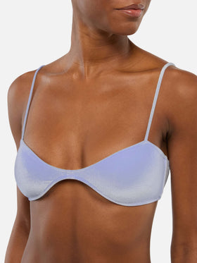 Woman scooped bikini Ipanema Naomi in sky blue velvet