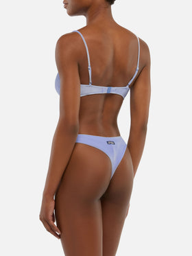 Woman scooped bikini Ipanema Naomi in sky blue velvet