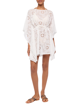 Iria kaftano in Sangallo bianco
