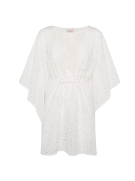Iria kaftano in Sangallo bianco