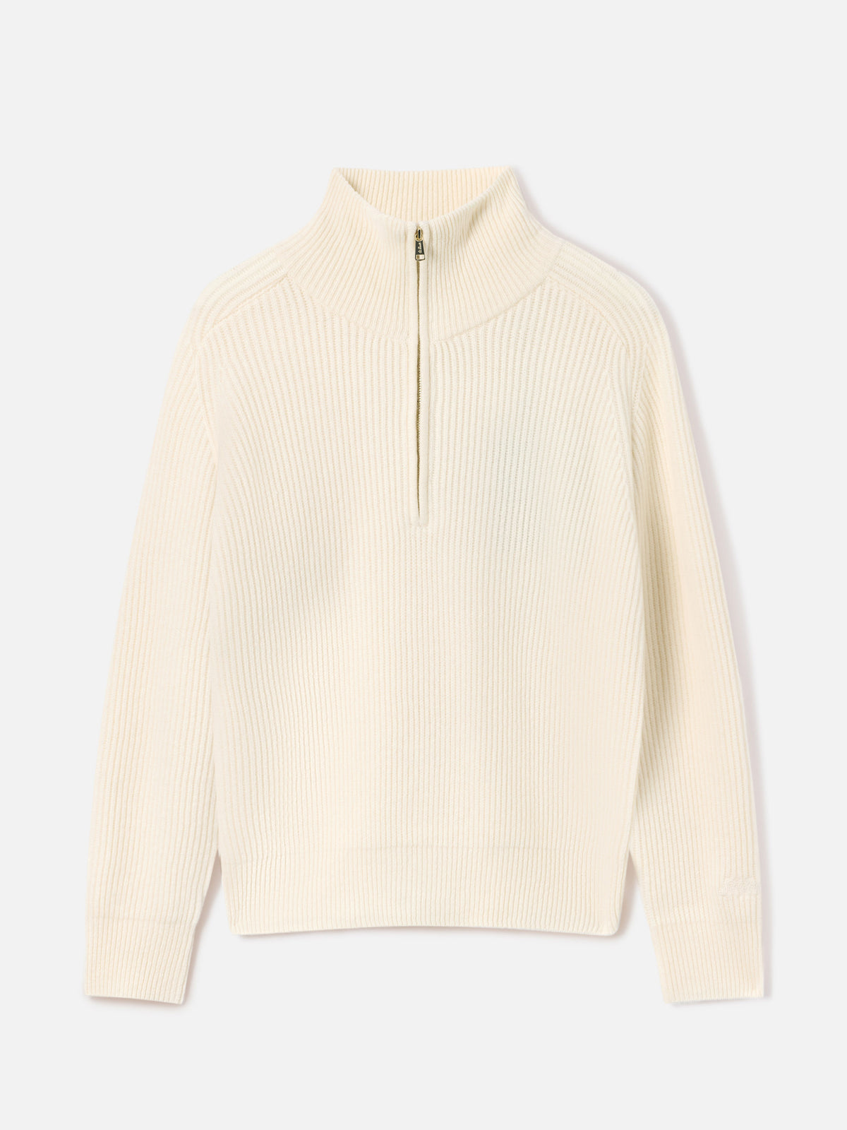 Maglia Isalyn off white in lana con mezza zip