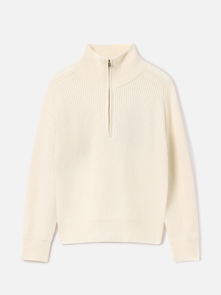 Off white Isalyn Wollstrick mit Half-Zip 