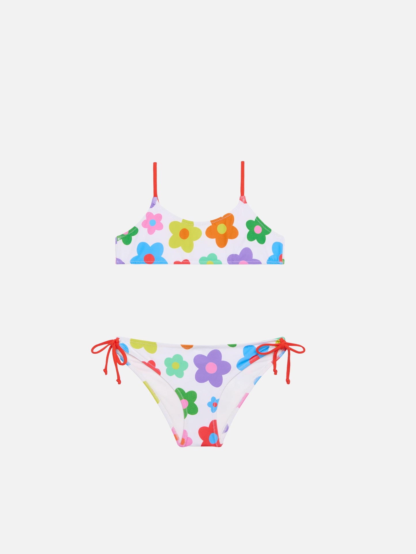 Girl bralette bikini with multicolor daisy print