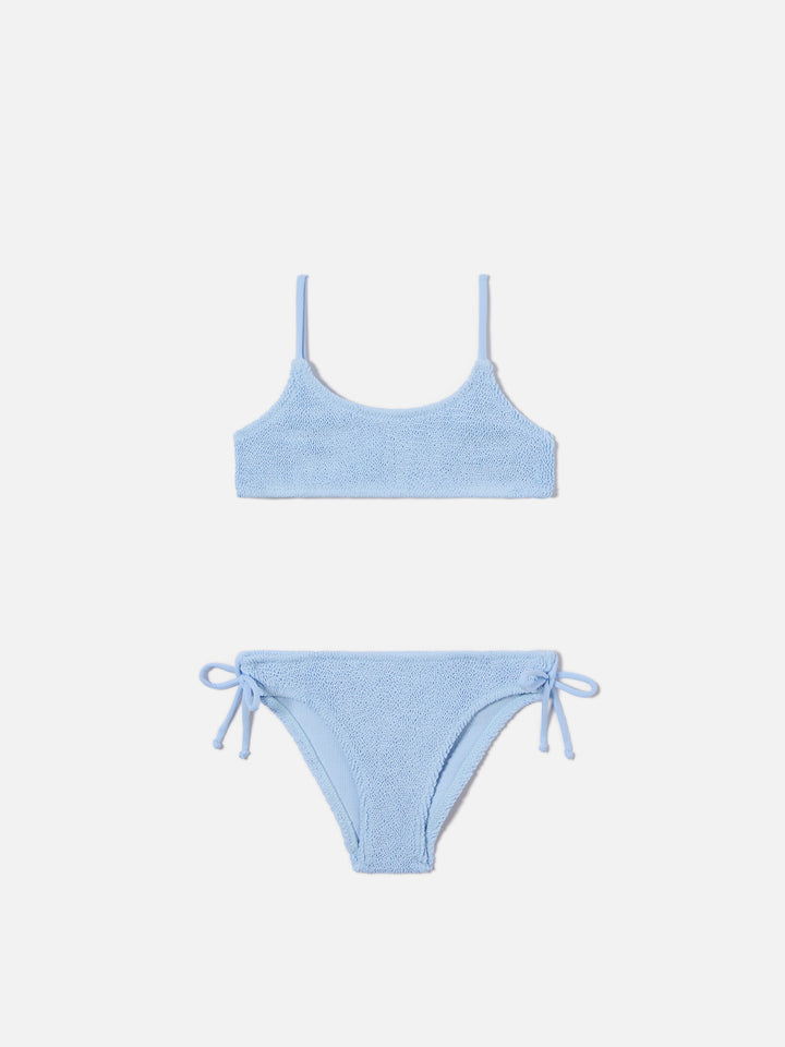 Bikini Jaiden azzurro in tessuto crinkle