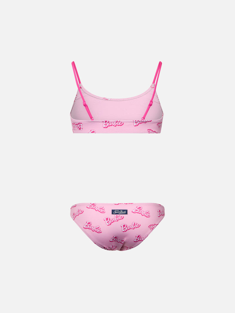 Bikini a bralette rosa da bambina Jaiden con stampa logo Barbie| EDIZIONE SPECIALE BARBIE