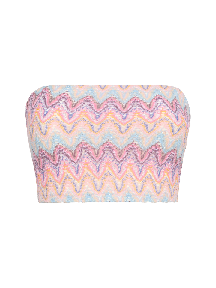 Jaclyn strapless bandeau top with chevron pattern