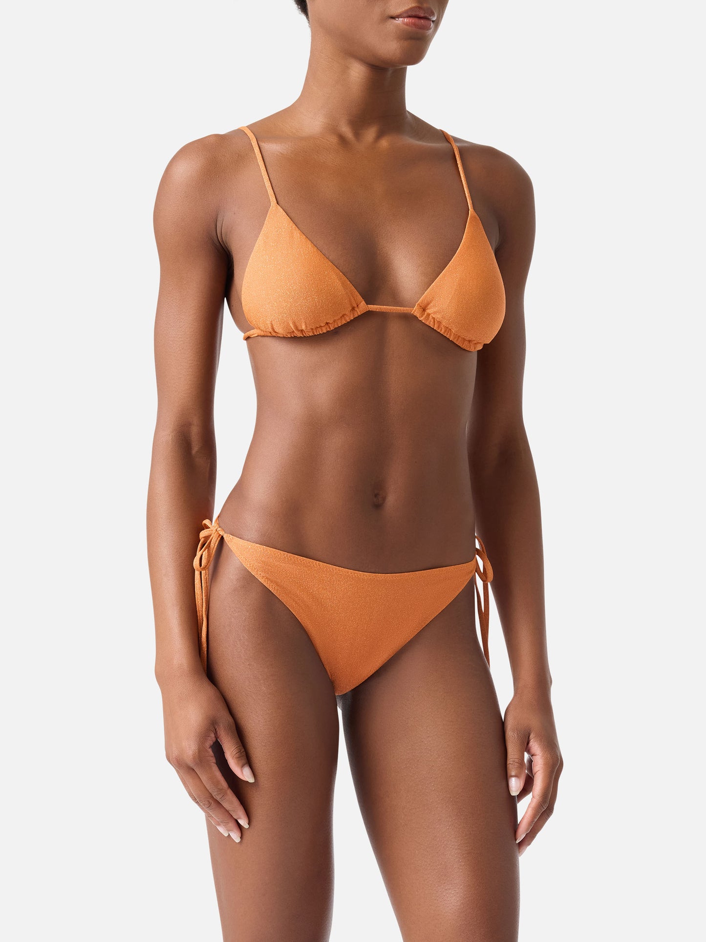 Bikini de triángulo Janet Virgo orange lurex 
