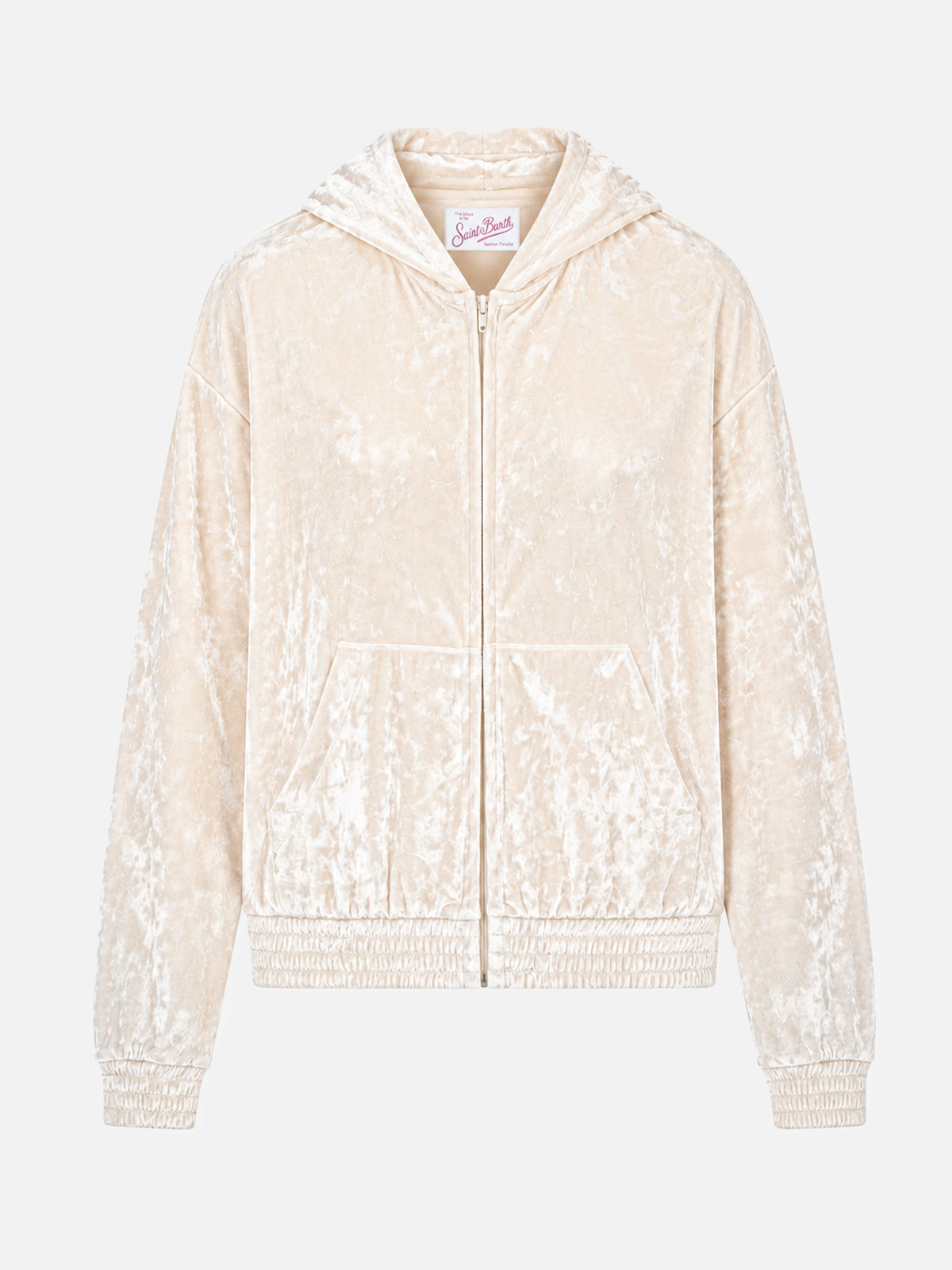Pale yellow Jasmine chenille hooded sweatshirt with zip