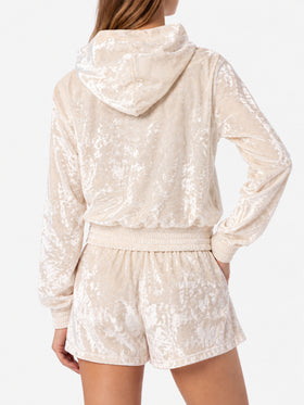 Sudadera con capucha y cremallera de chenilla amarilla pálida Jasmine 