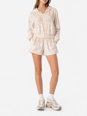 Sudadera con capucha y cremallera de chenilla amarilla pálida Jasmine 