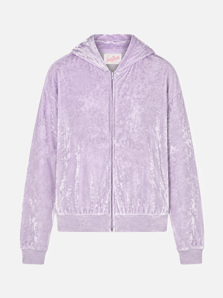 Jasmine fliederfarbener Chenille-Zip-Hoodie 