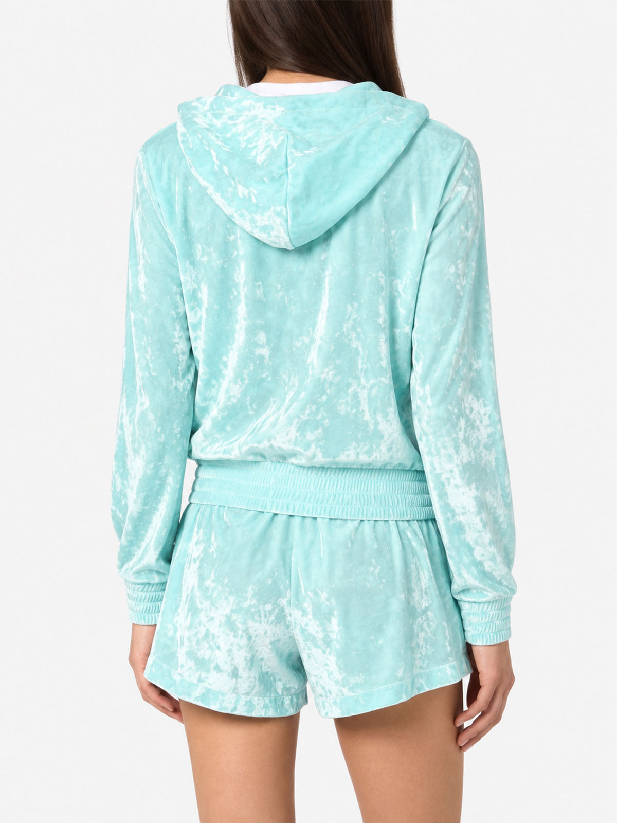 Sweat à capuche zippé Jasmine en chenille vert d’eau 