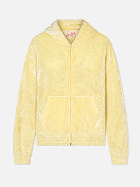 Jasmine pale yellow terry zip hoodie