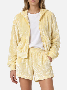 Jasmine pale yellow terry zip hoodie