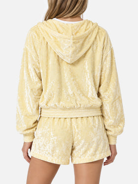 Jasmine pale yellow terry zip hoodie