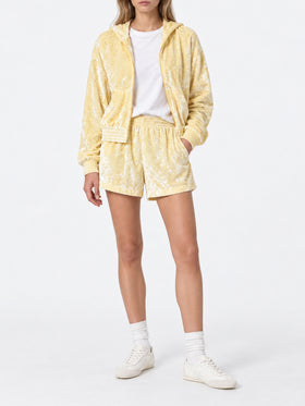 Jasmine pale yellow terry zip hoodie