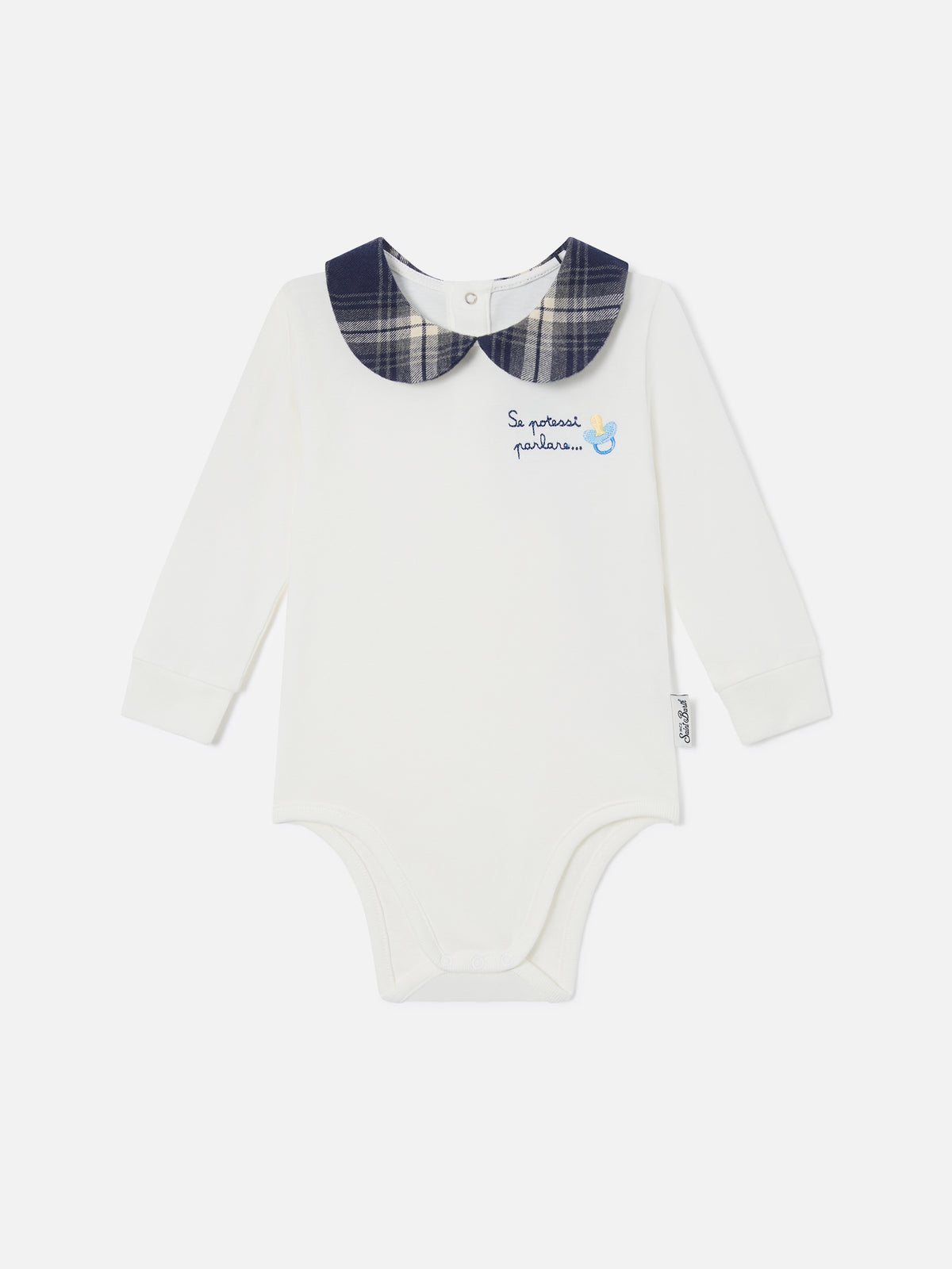 White Jacques organic cotton body with Se Potessi Parlare embroidery