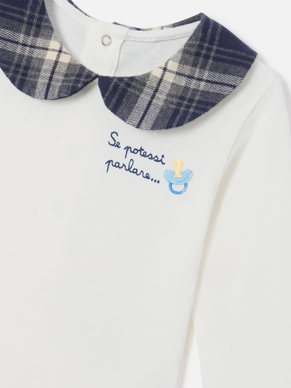 White Jacques organic cotton body with Se Potessi Parlare embroidery