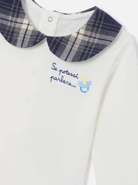 White Jacques organic cotton body with Se Potessi Parlare embroidery