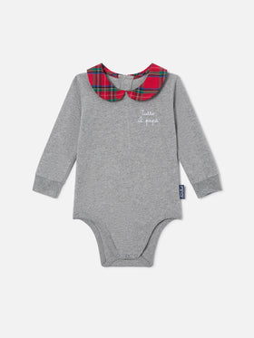 Body Jacques grigio in cotone organico con ricamo Tutto Il Papà