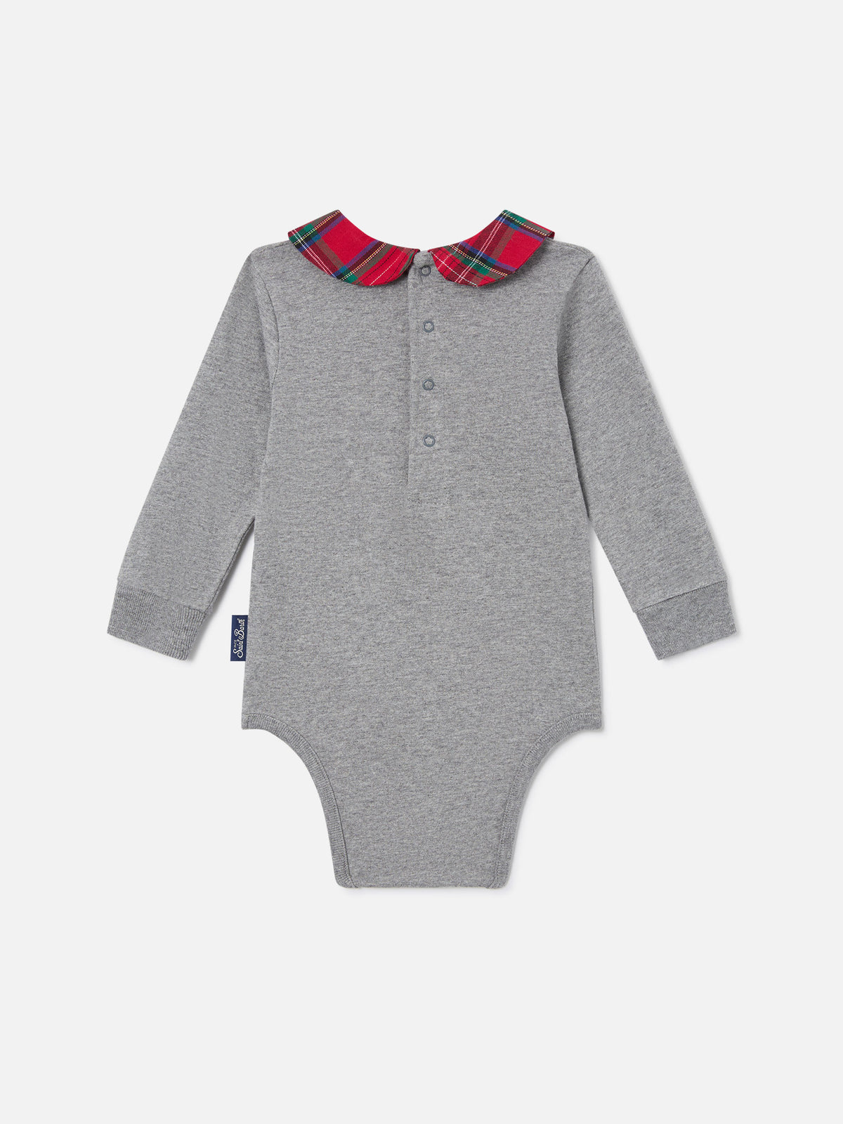 Body Jacques grigio in cotone organico con ricamo Tutto Il Papà