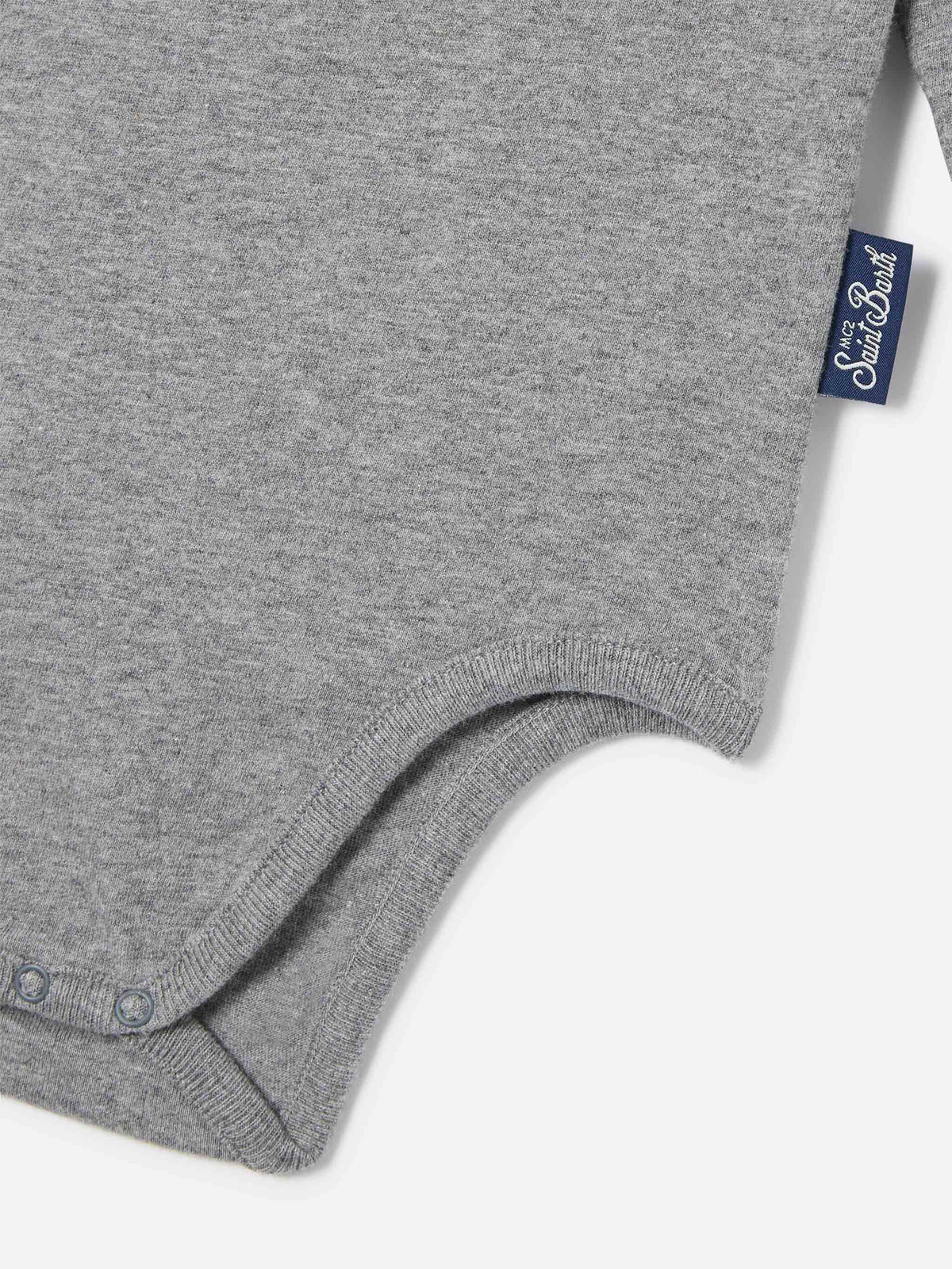 Body Jacques grigio in cotone organico con ricamo Tutto Il Papà
