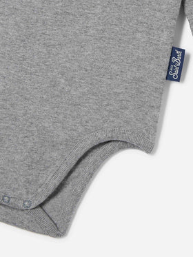 Body Jacques grigio in cotone organico con ricamo Tutto Il Papà