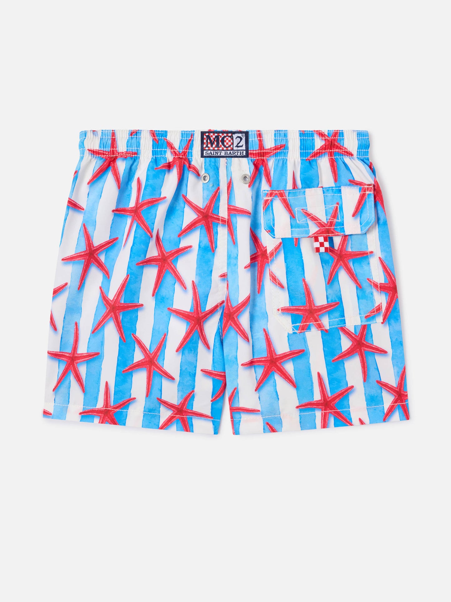 Bañador tipo short para niño con estampado de estrellas de mar 