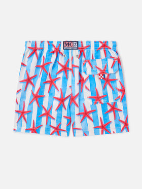 Bañador tipo short para niño con estampado de estrellas de mar 