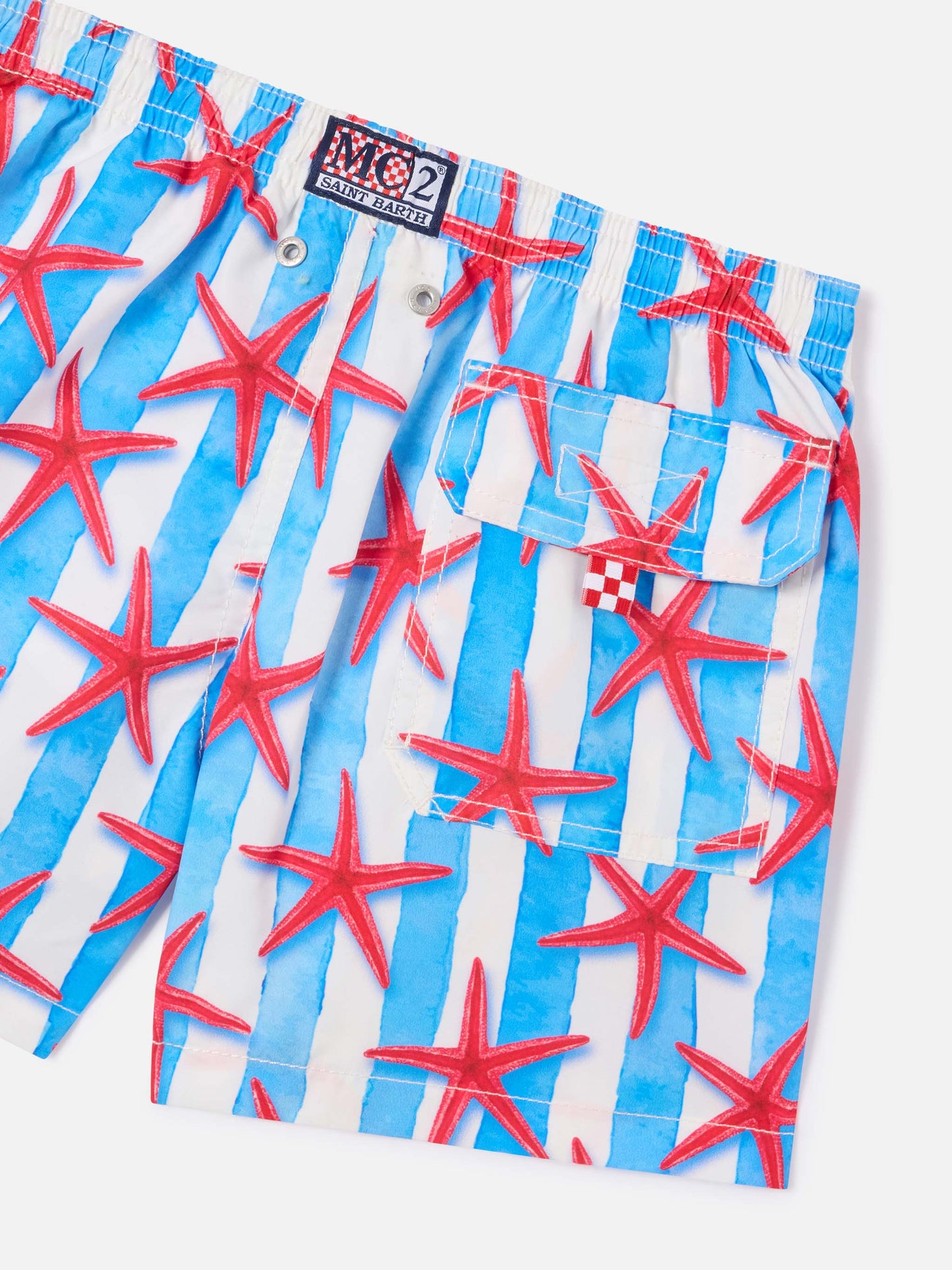 Bañador tipo short para niño con estampado de estrellas de mar 