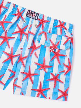 Bañador tipo short para niño con estampado de estrellas de mar 