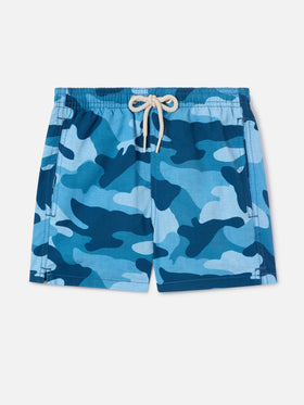 Short de bain garçon en jean de longueur mi-cuisse avec imprimé camouflage 
