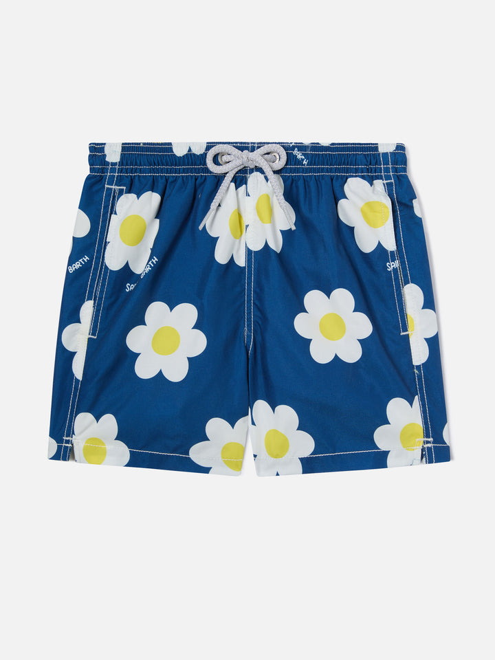 Boy swim shorts with daisy print
