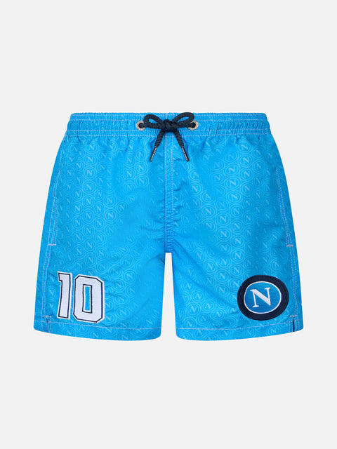 Jean mid-length swim shorts with Napoli print and patch | SSC NAPOLI SPECIAL EDITION - MC2 Saint Barth