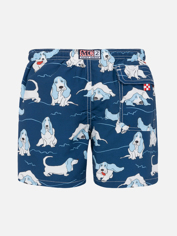 Costume da bagno da bambino con stampa Basset Hound