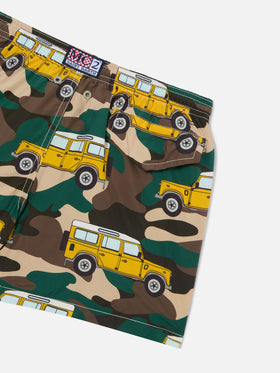Bañador short de tejido ligero para niño Jean Lighting con estampado de coche todoterreno 