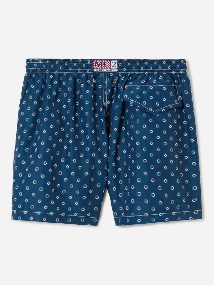 Jean Lighting swim shorts with Mini Life Saver all-over print